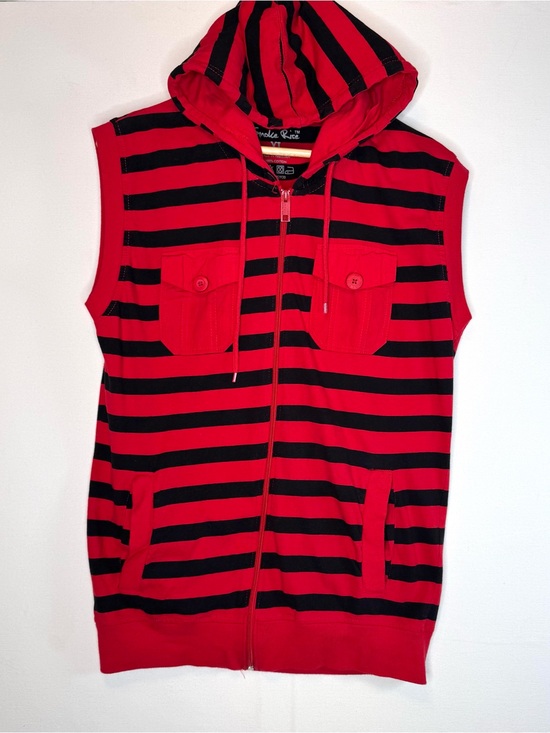 Smoke Rise Other - Smoke Rise Sleeveless Skater Hoodie size XL Y2K grunge full zip black red stripe